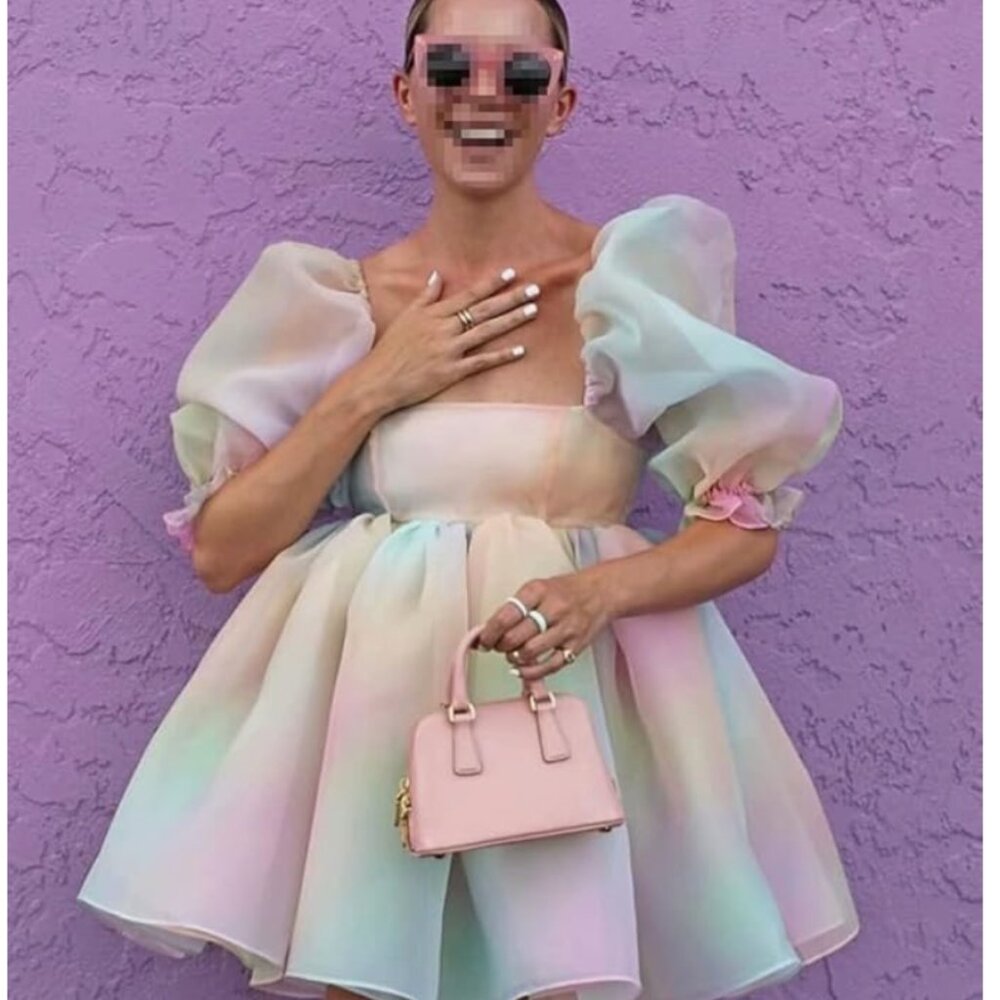 Pastel Rainbow Puff Dress | Size: M